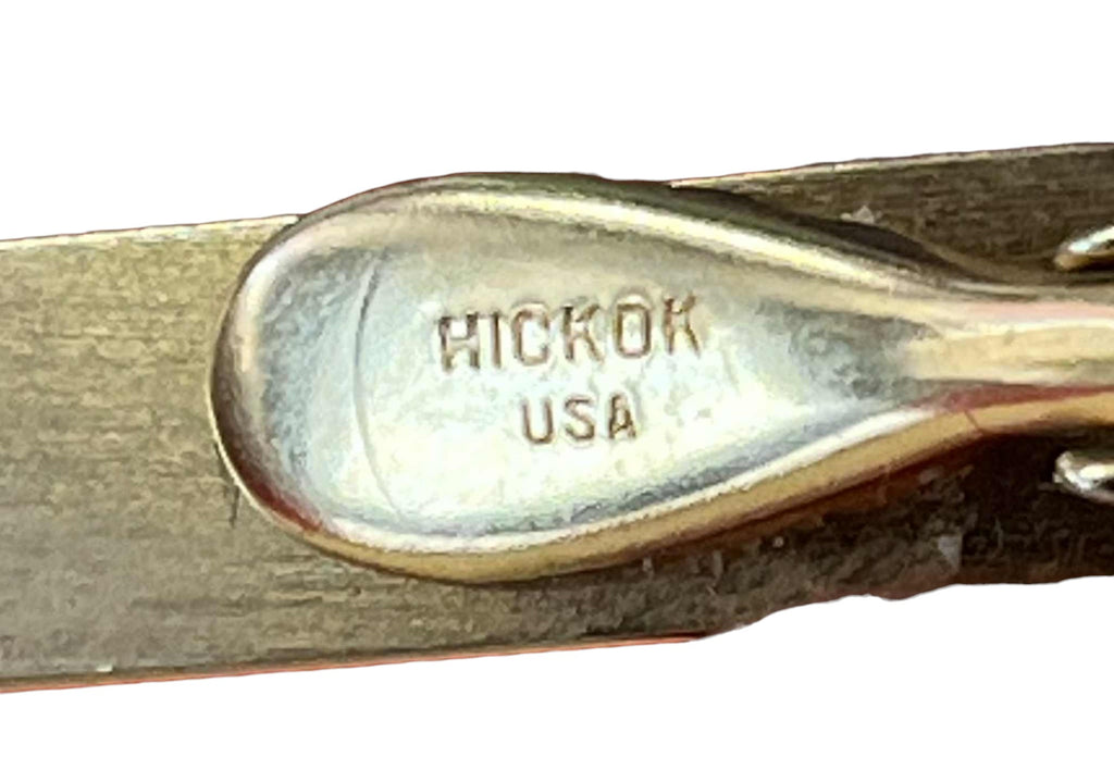 Vintage Hickok USA Silver Tone Tie Clip With Faux Diamonds - DT image 3