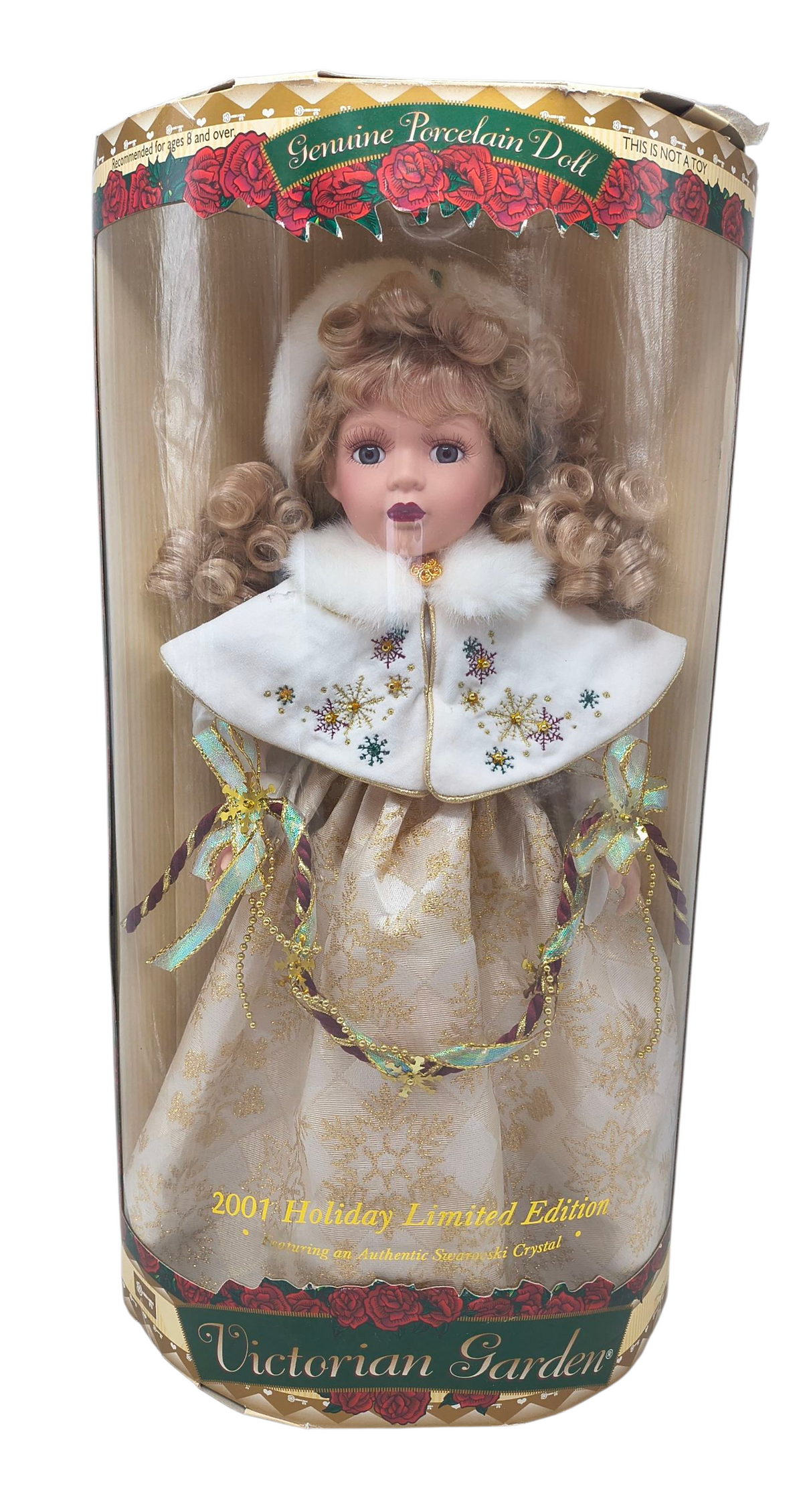 2001 Brass Key Victorian Garden Holiday Limited 16” Gold Dress Porcelain Doll