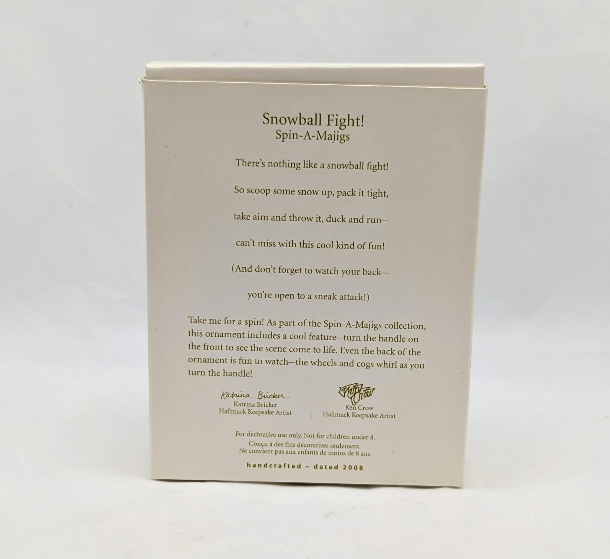 2008 Hallmark Keepsake Snowball Fight Spin-A-Majigs Ornament image 2
