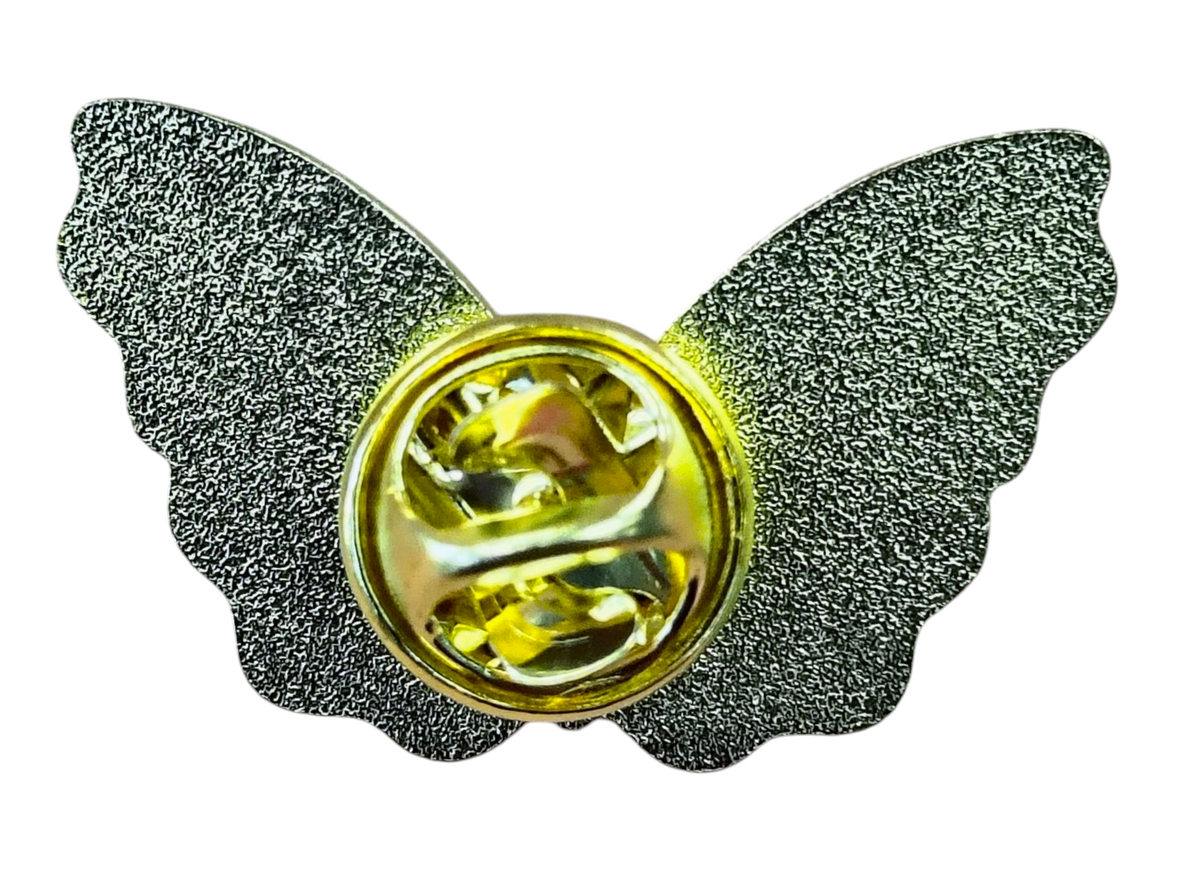 Butterfly w/ Orange, Shades of Green, and Black Accents Enamel Pin image 2