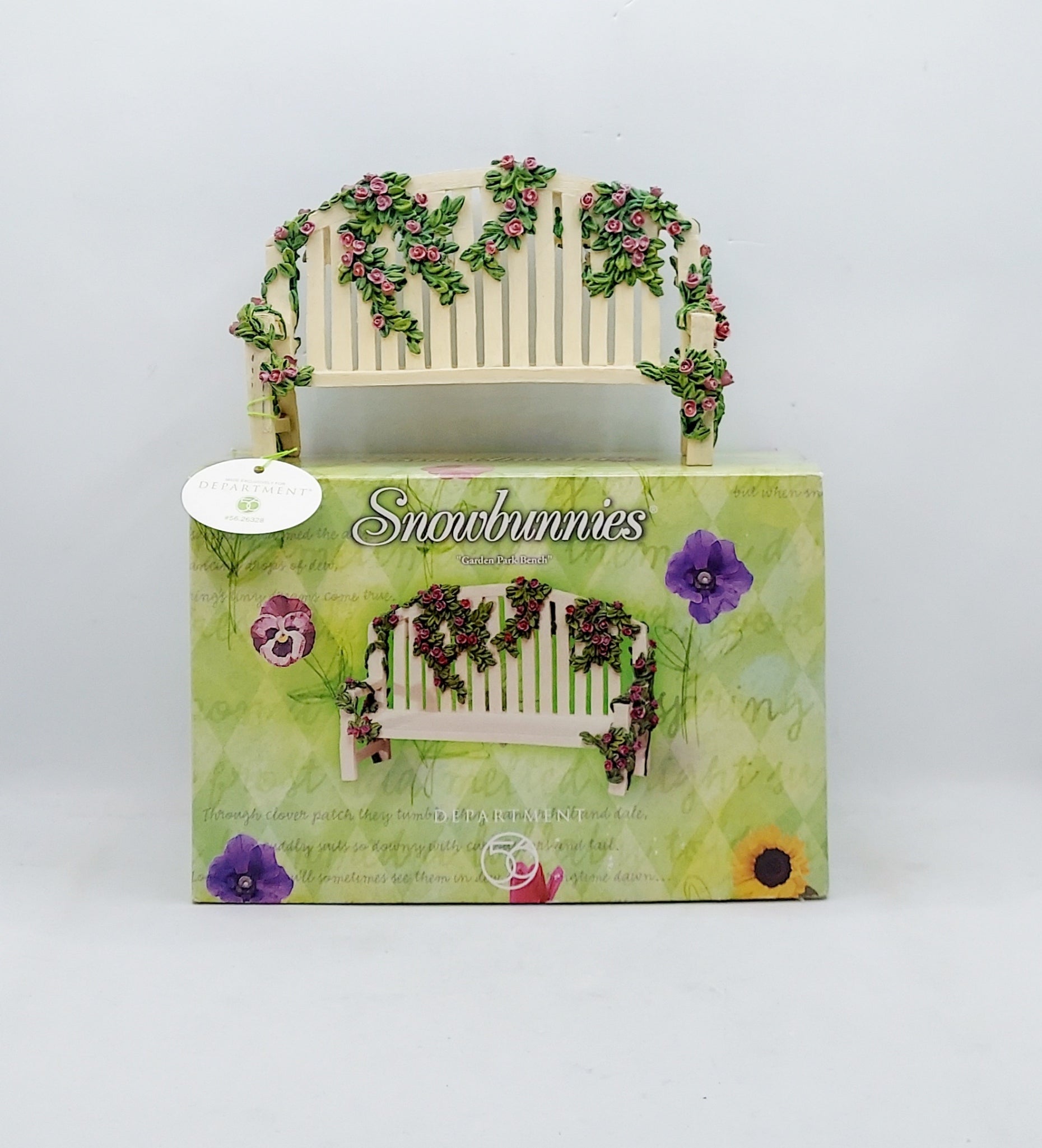 1999 Department 56 Snowbunnies Garden Park Bench Figurine 56.26328