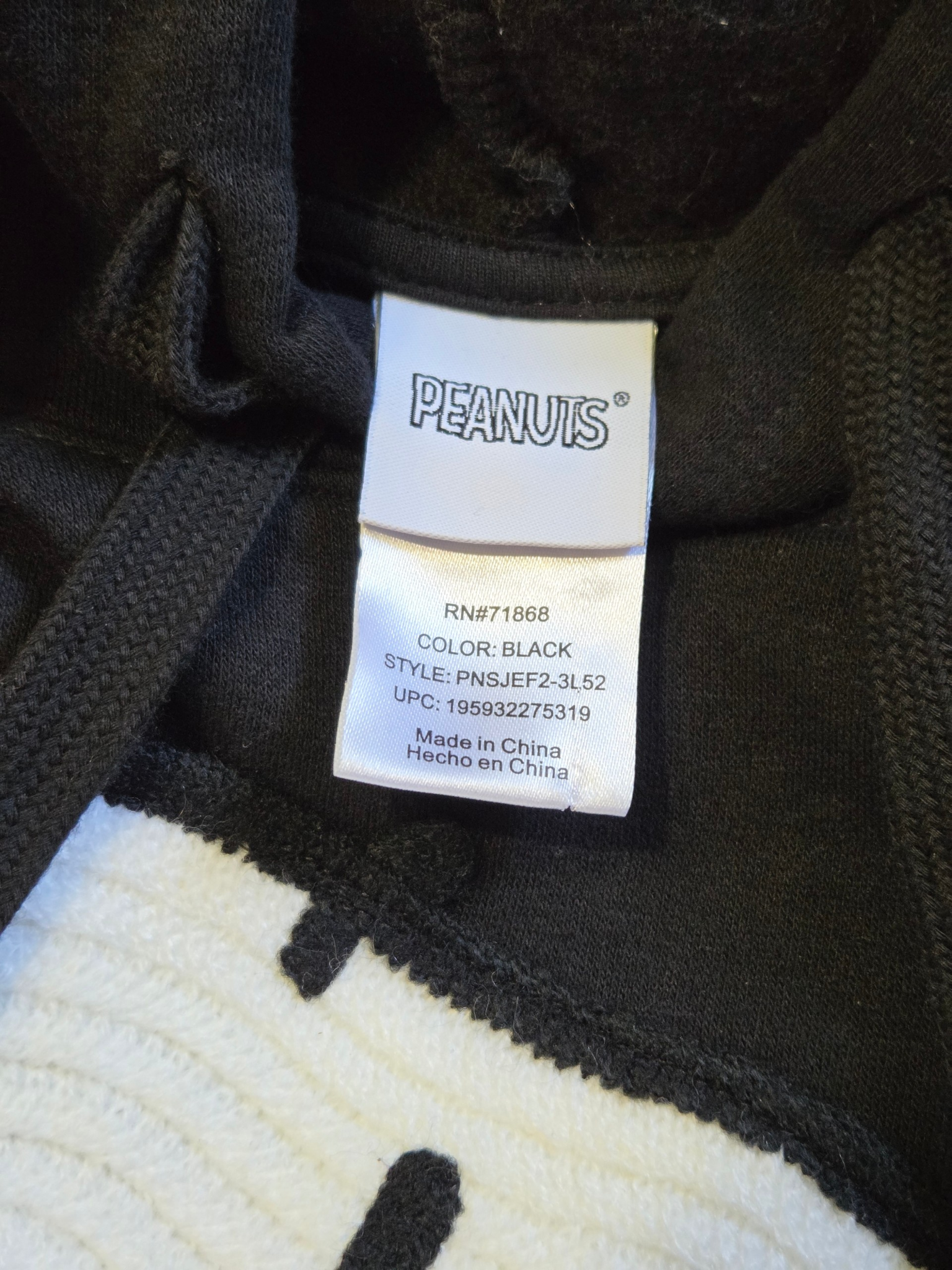 Peanuts Snoopy Hoodie Black Embroidered Pullover Sweatshirt Size Small image 4