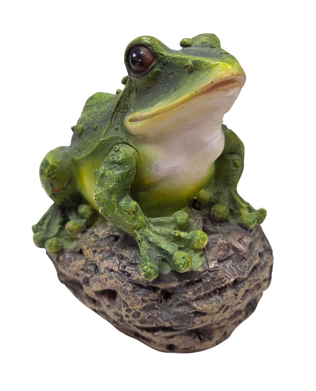 Realistic Frog Perched On Rock 4" Resin Figurine