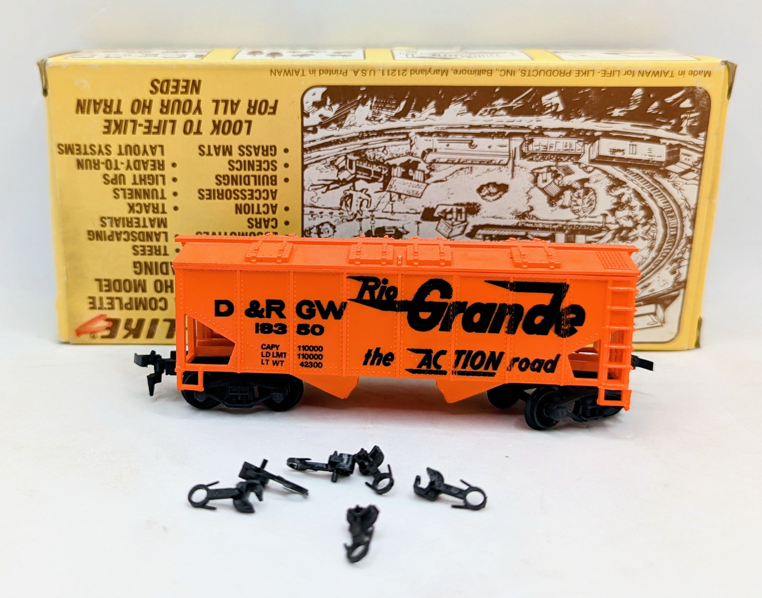 Life Like HO Rio Grande 2-Bay Covered Hopper Car D&RGW # 18350 image 3