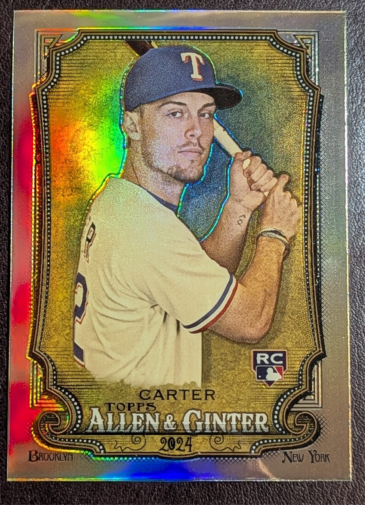 2024 Topps Allen & Ginter Chrome Refractor Evan Carter #96 Texas Rangers RC