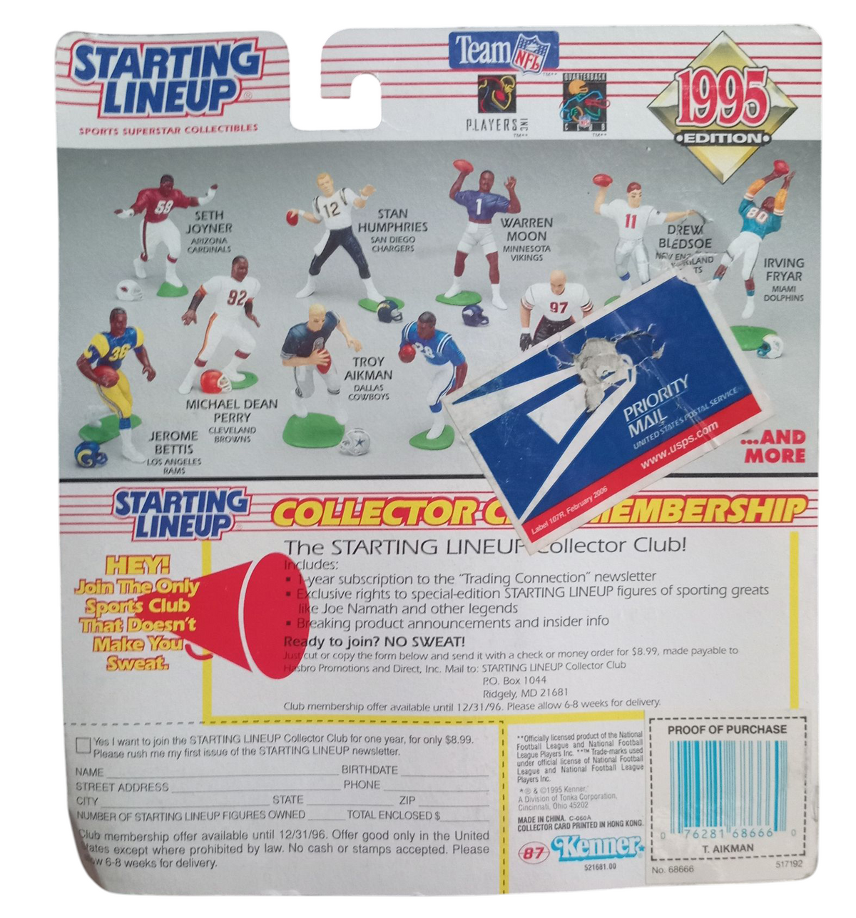 1995 Kenner NFL Starting Lineup Troy Aikman Dallas Cowboys Figure - DT image 2