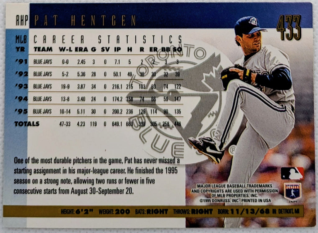 1996 Donruss Press Proof /2000 Blue Jays Pat Hentgen #433 image 2