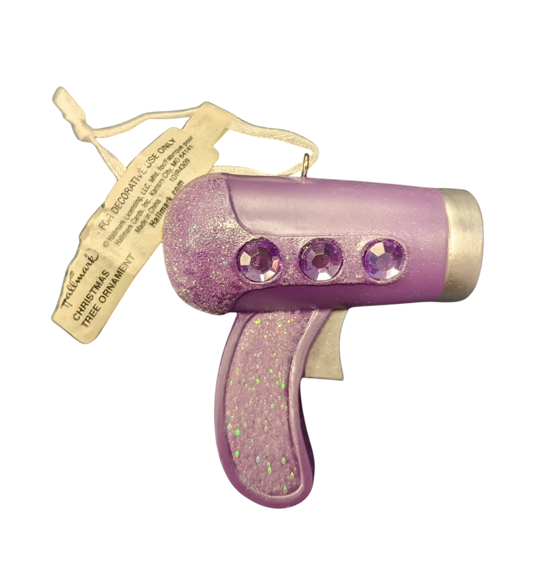 Hallmark Ornament Purple Hairdryer Glitter Gemstones image 2