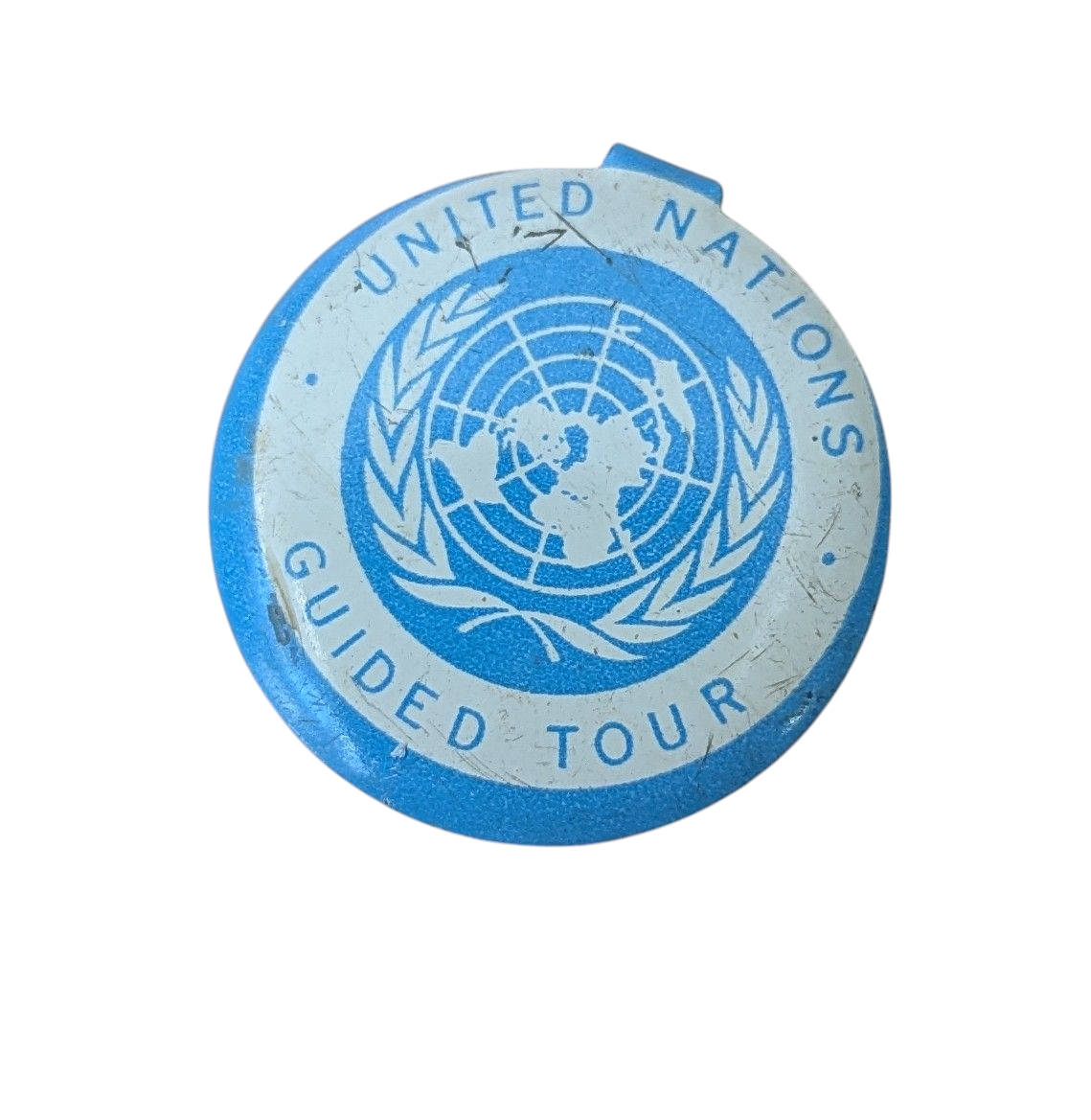 Vintage United Nations Guided Tour Fold Over Button 3/4 of an inch