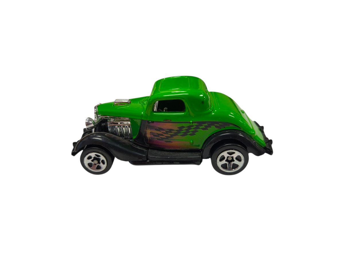 2001 Hot Wheels 3-Window '34 Hot Rod Green Die Cast Car #196 image 2