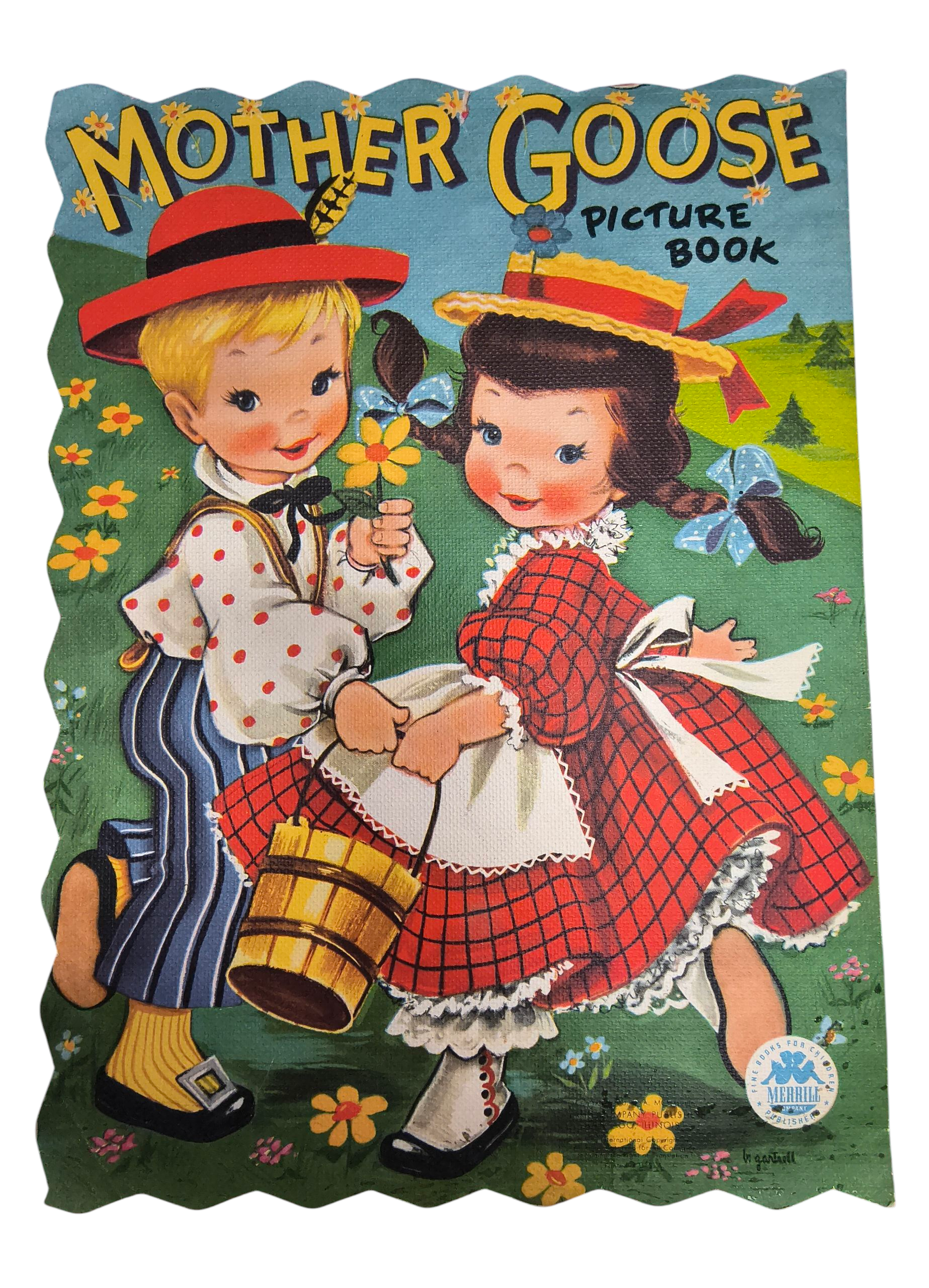 1948 Merrill Scallop Edge Gartrell Mother Goose Nursery Rhymes Softcover Book image 2