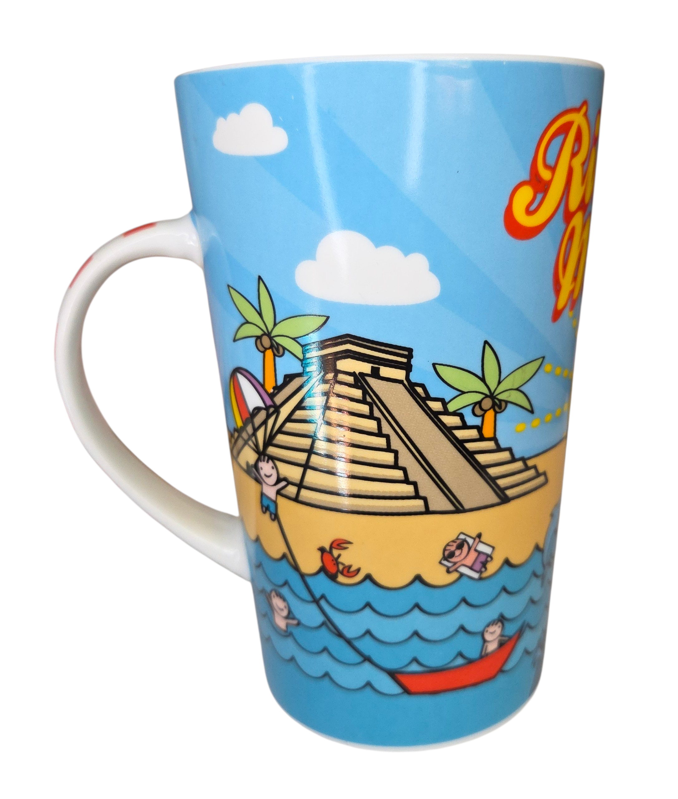Mexico Cancun Riviera Maya Aztec Souvenir Tall Coffee Mug Cup Multicolor 5.5" image 2