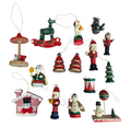 Vintage Lot of 15 Painted Wood Christmas Tree Ornament Mini Miniature