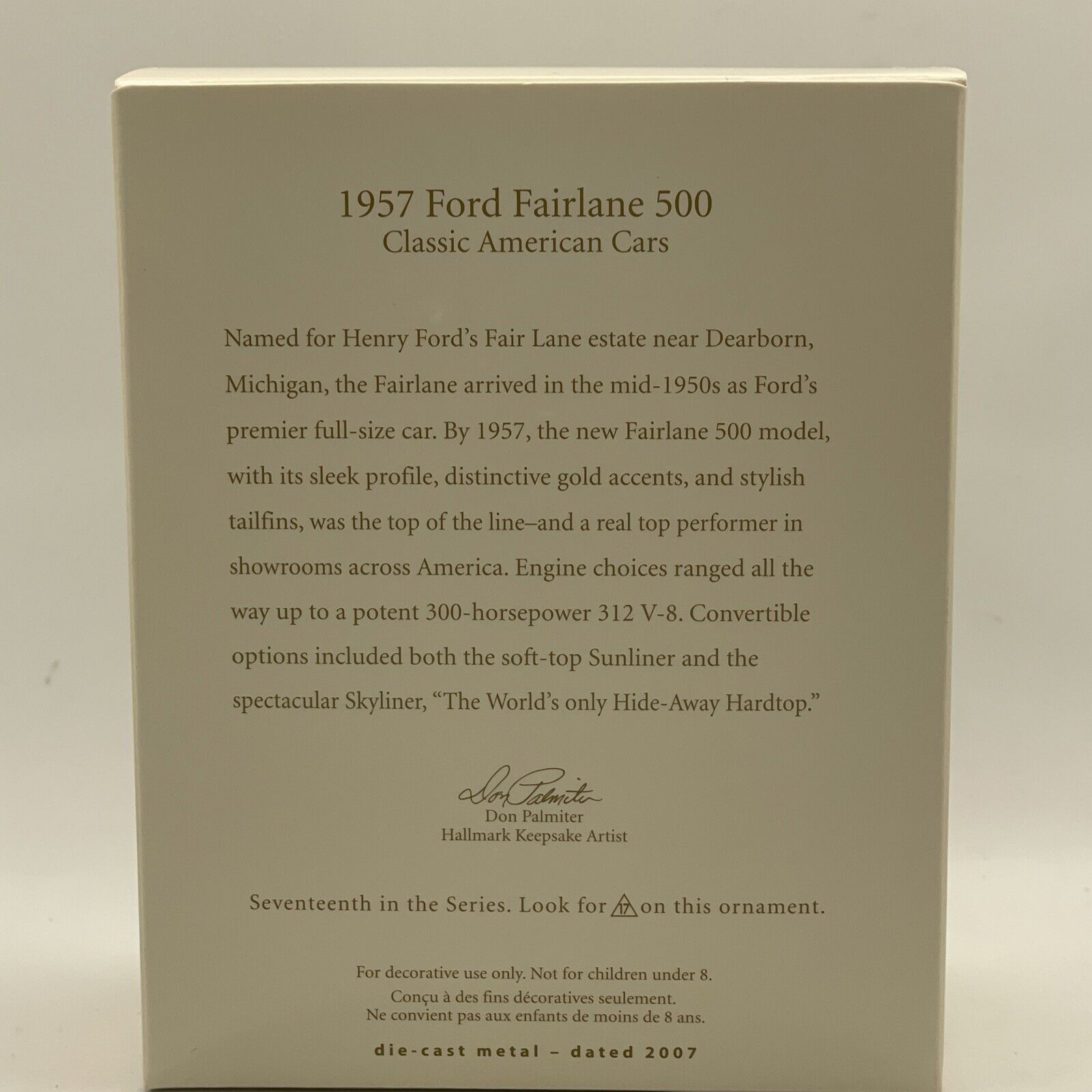 2007 Hallmark Keepsake Classic American Cars 1957 Ford Fairlane 500 Ornament image 2