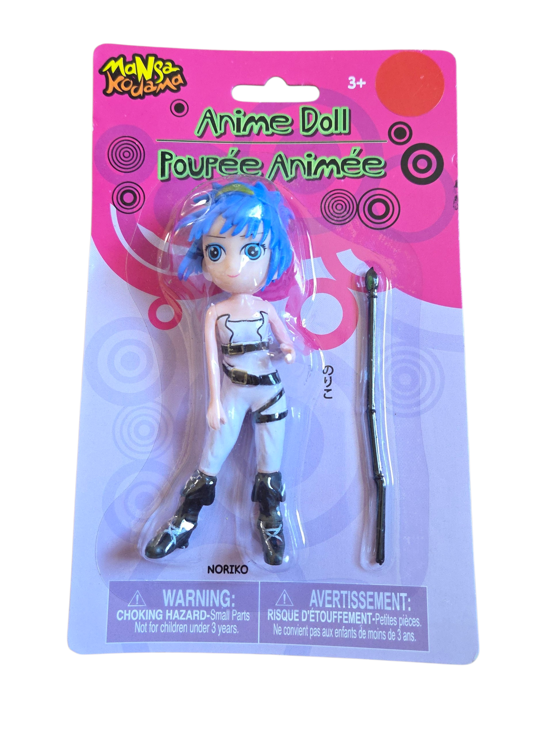 MaNsa Kodama Anime Dolls Noriko 4 1/2” White Outfit Blue Hair/ Wand/staff