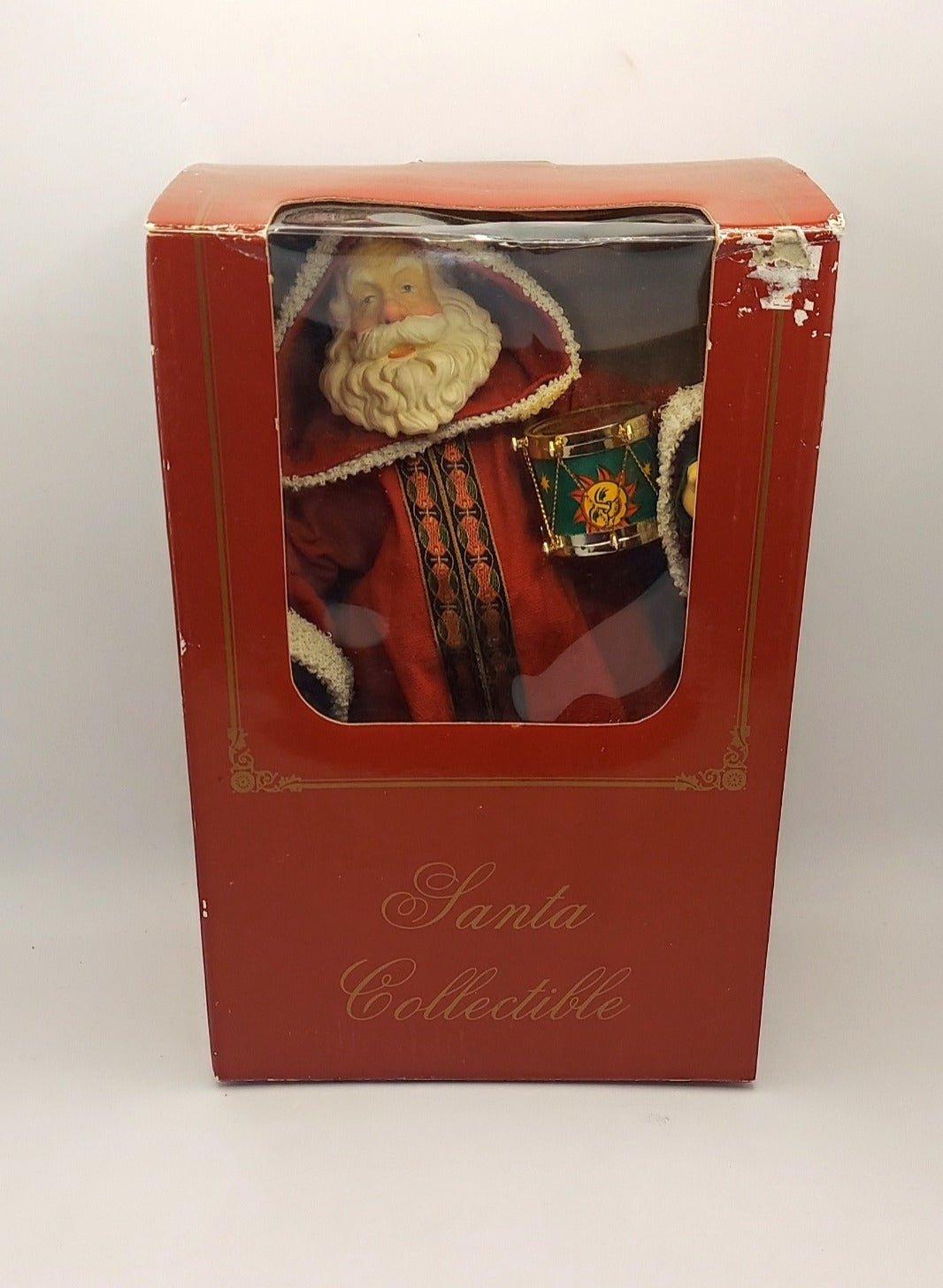 Fabric Mache Santa With Wreath & Drum image 2