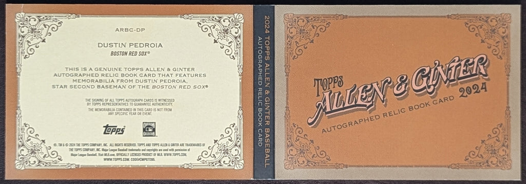 2024 Topps Allen & Ginter Dustin Pedroia Auto Relic Booklet /10 Red Sox ARBC-DP image 4