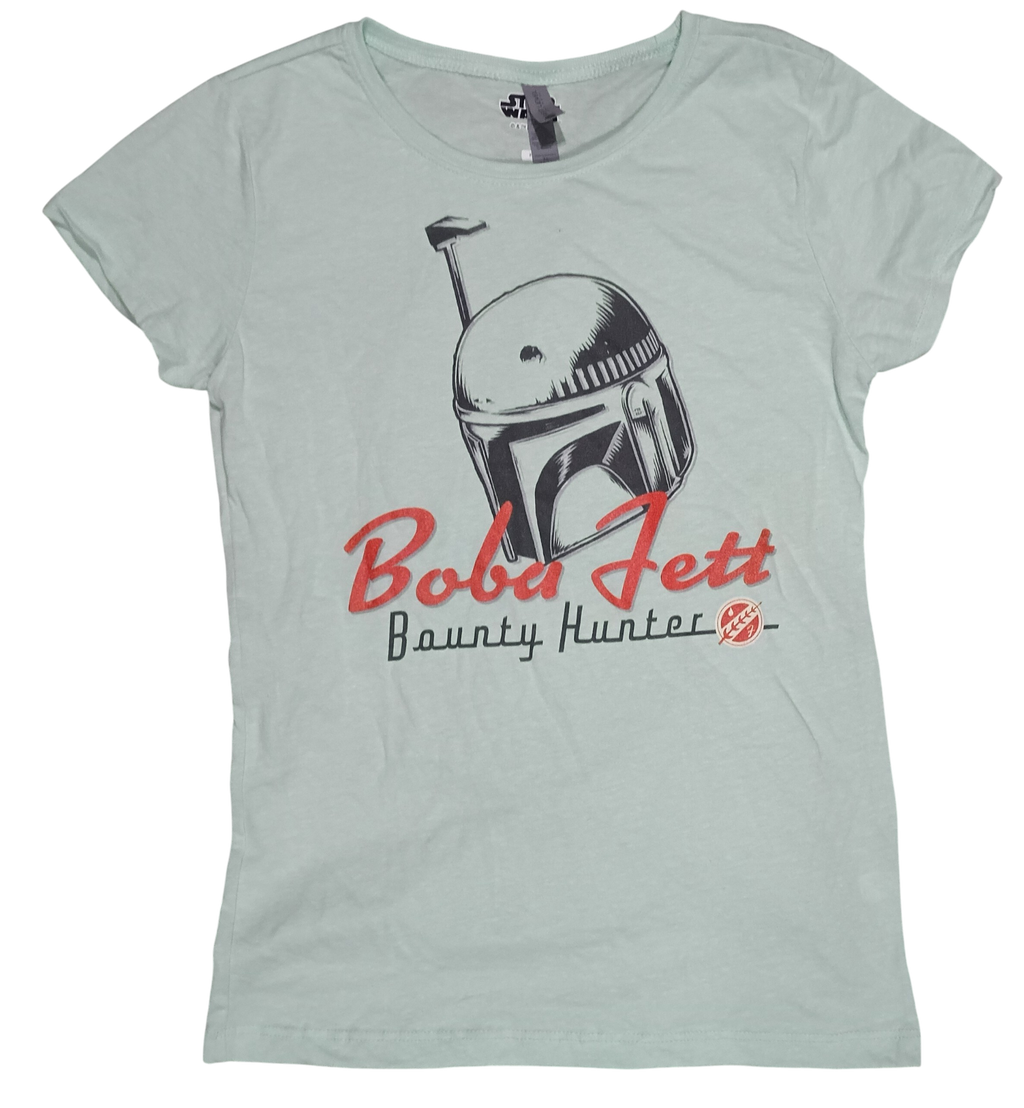 Star Wars The Book Of Boba Fett Bounty Hunter Helmet Mint Green Girls T-Shirt XL