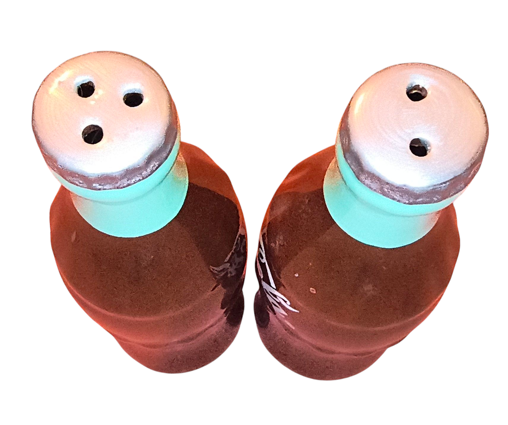 Coca-Cola Brand Ceramic Salt & Pepper Shaker Set 5" Contour Bottles image 3