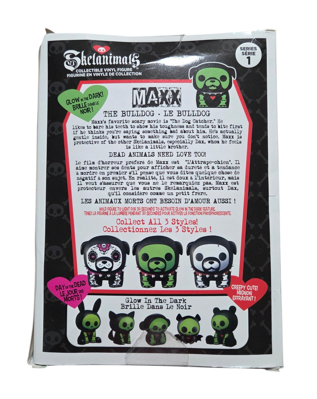 2025 Hasbro Skelanimals Glow In The Dark Maxx Bulldog Series 1 Vinyl Figure image 2