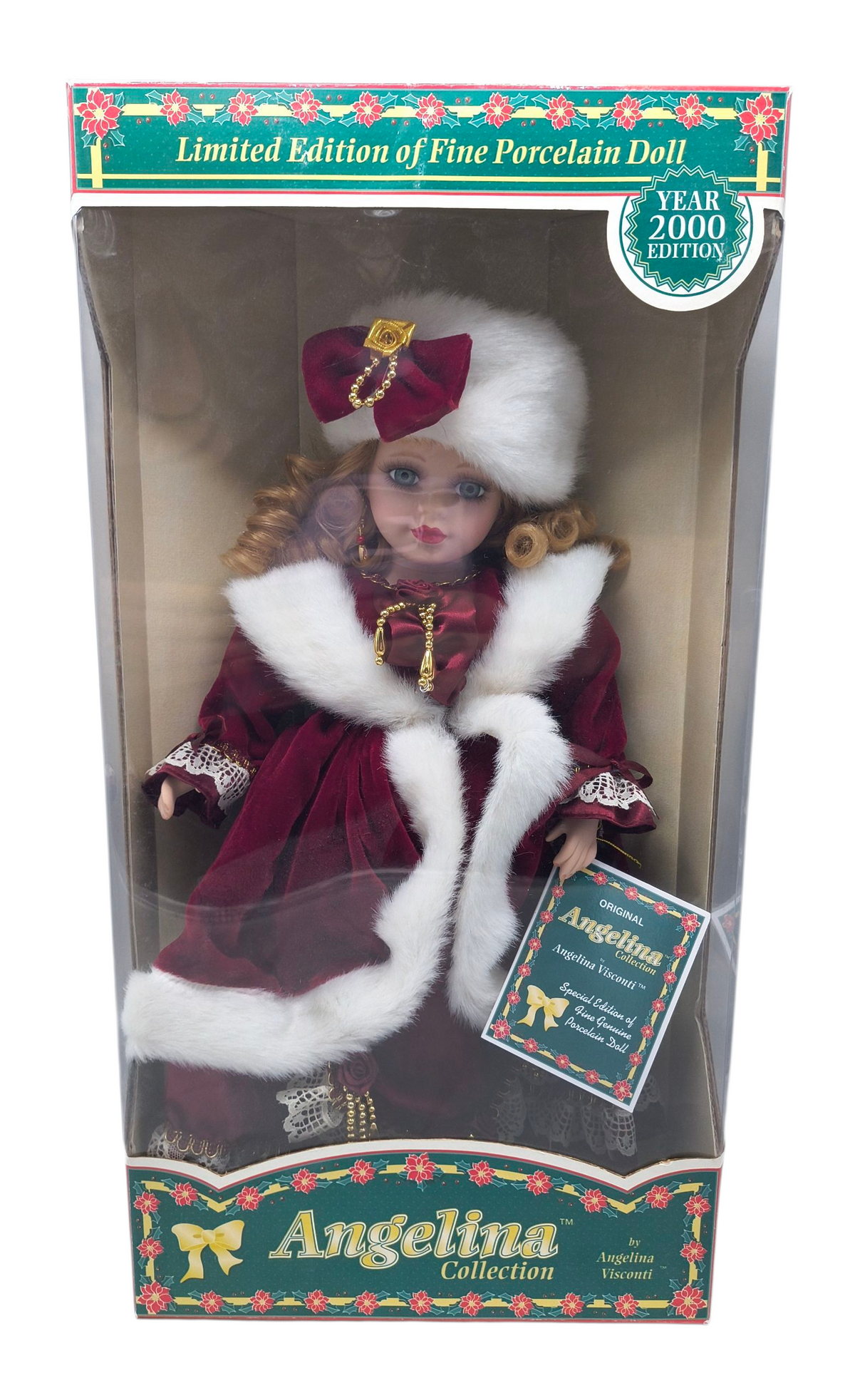 2000 Angelina Visconti Angelina Collection Holiday Red Velvet 16" Porcelain Doll