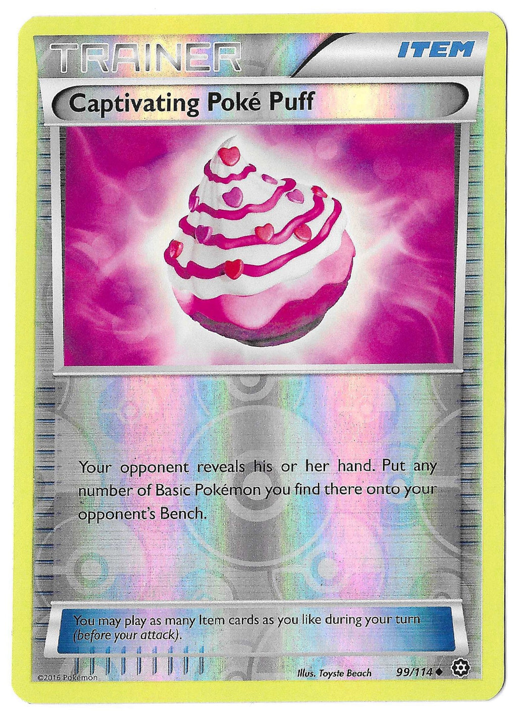 2016 Pokemon TCG Captivating Poke Puff 99/114 Reverse Holo XY Steam Siege