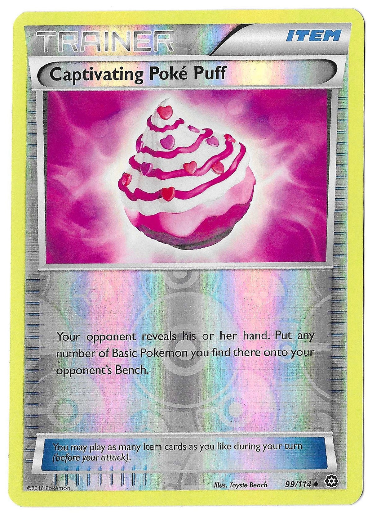 2016 Pokemon TCG Captivating Poke Puff 99/114 Reverse Holo XY Steam Siege