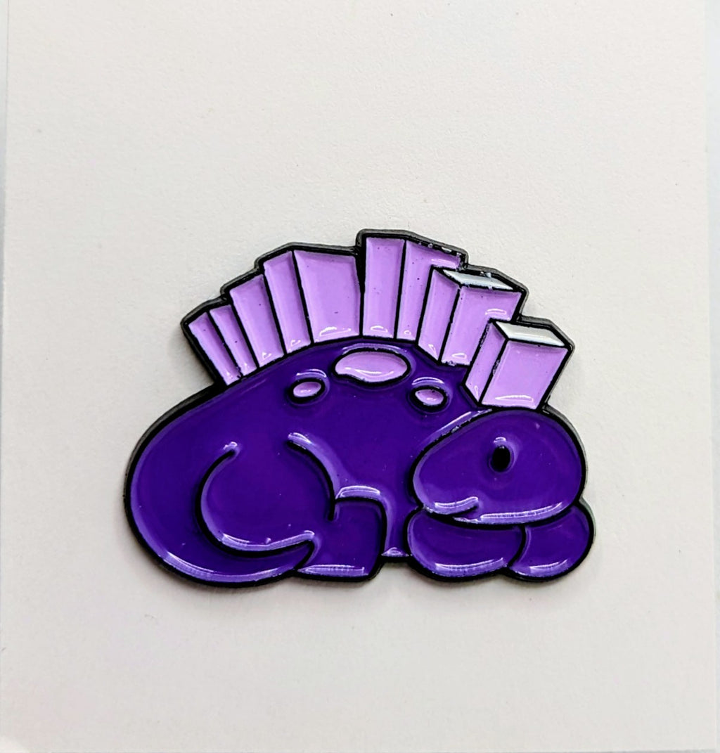 Purple Stegosaurus Dinosaur With Books For Scales Enamel Pin