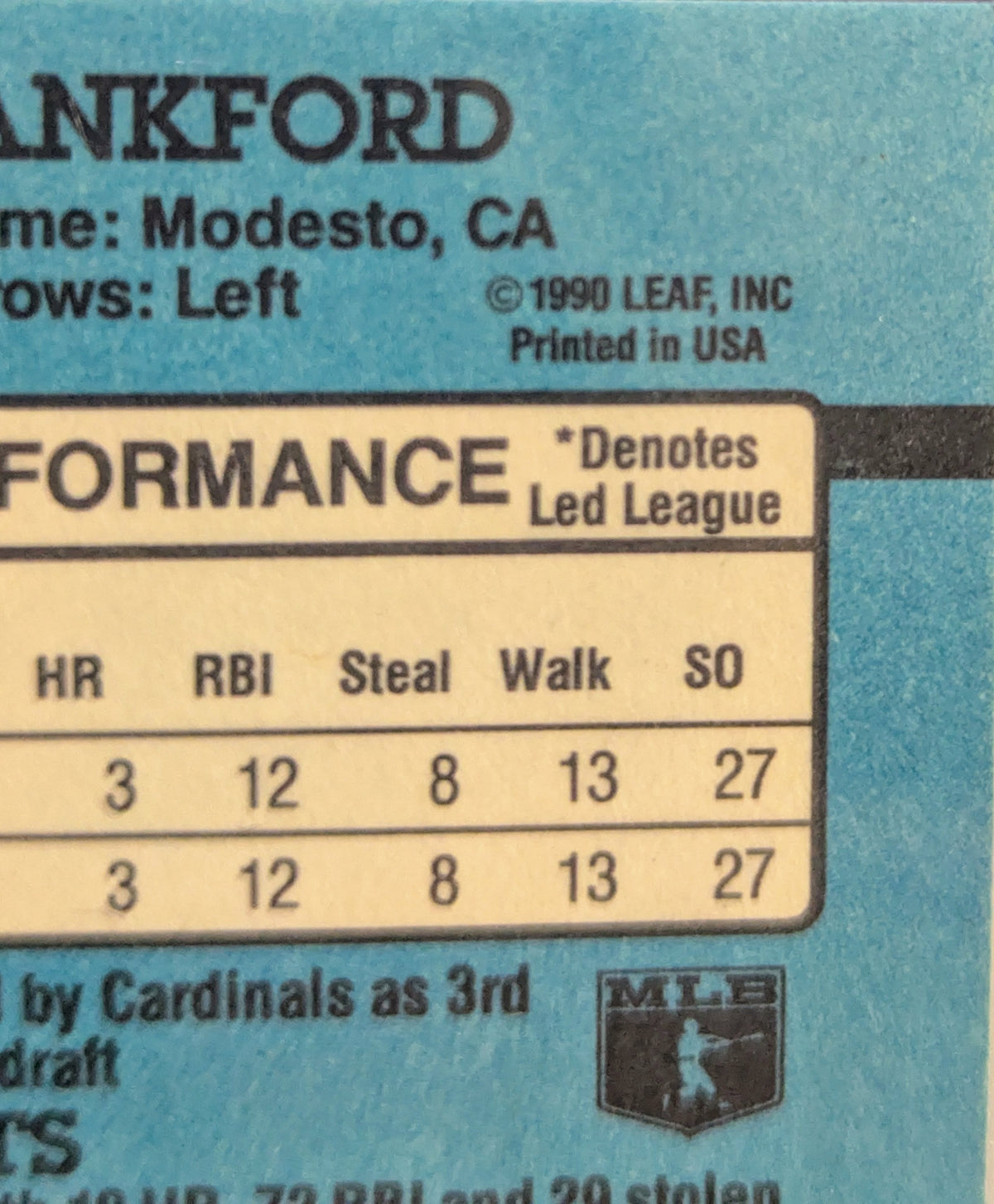1991 Donruss Ray Lankford Cardinals Rated Rookie Error No. After Inc image 3