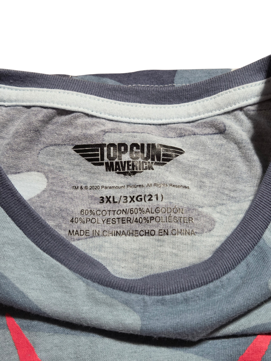 2020 Top Gun Maverick Fighter Jet Blue Camo Crop Top 3XL/3XG(21) T-Shirt image 3