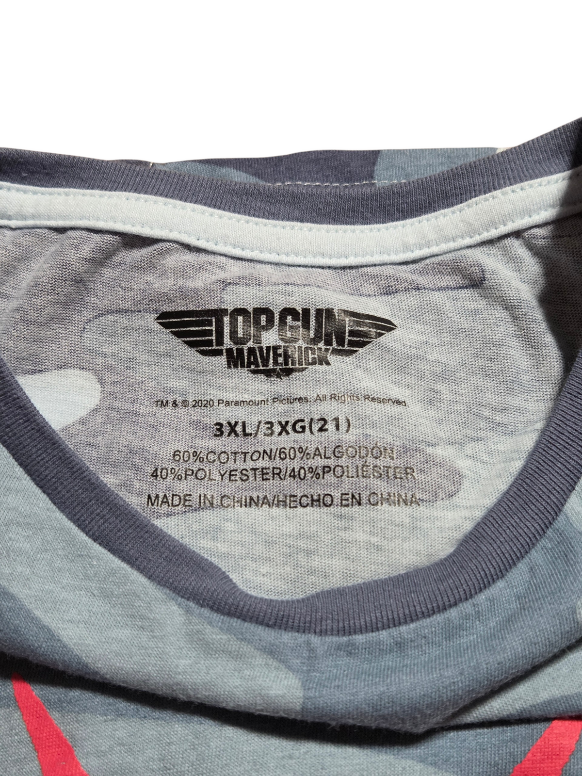 2020 Top Gun Maverick Fighter Jet Blue Camo Crop Top 3XL/3XG(21) T-Shirt image 3