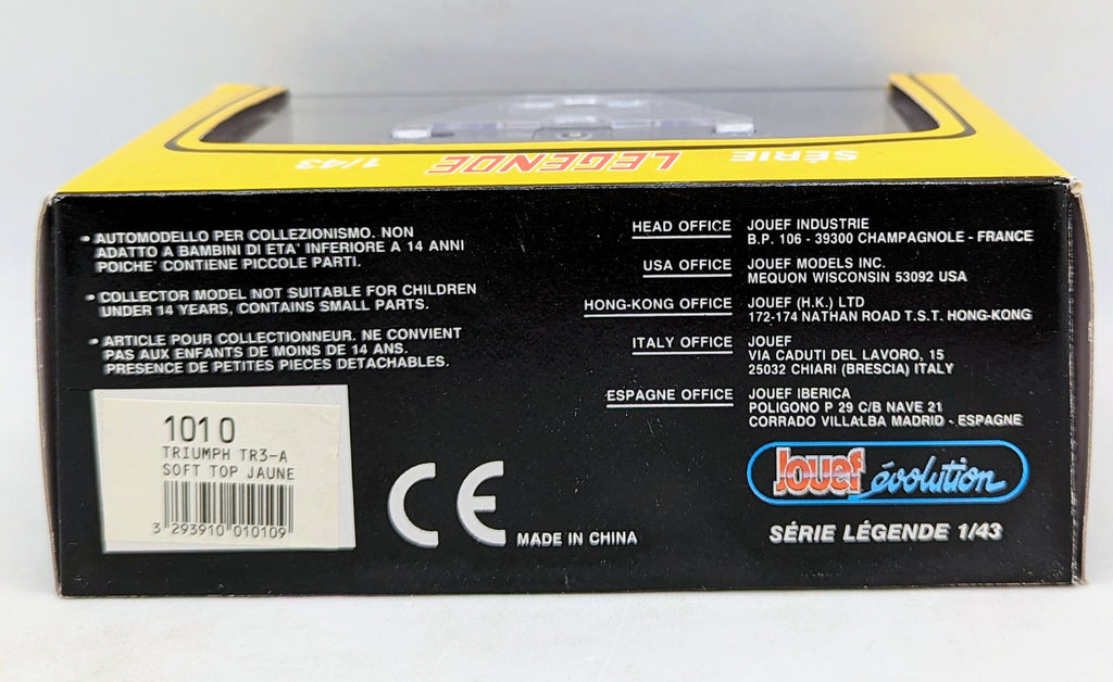 Jouef Evolution Legend Triumph TR3-A Soft Top Jaune Yellow 1/43 #1010 image 4