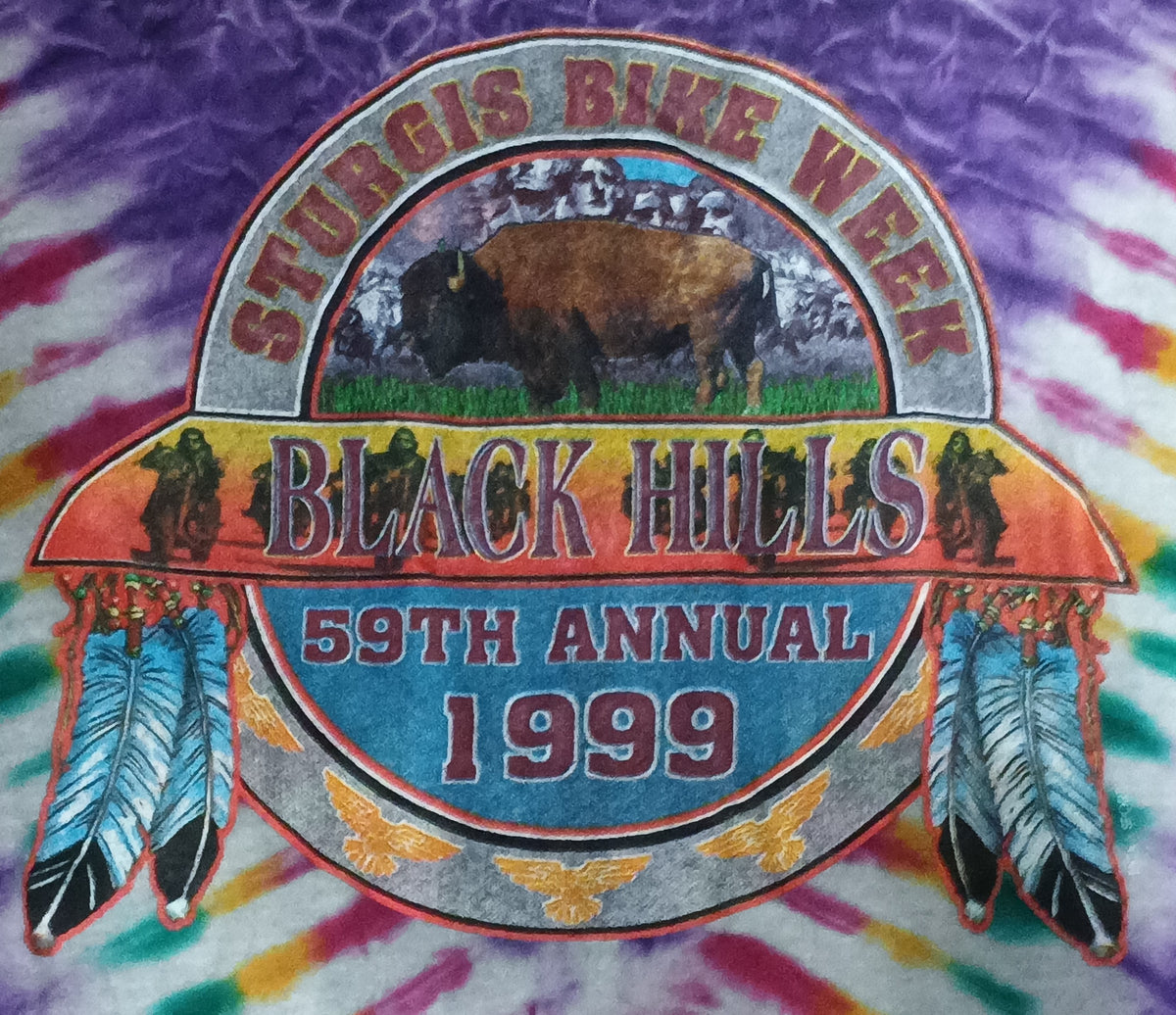 1999 59th Annual Black Hills Rally SturgisBike Week Purple Tie Dye XL T-Shirt image 4