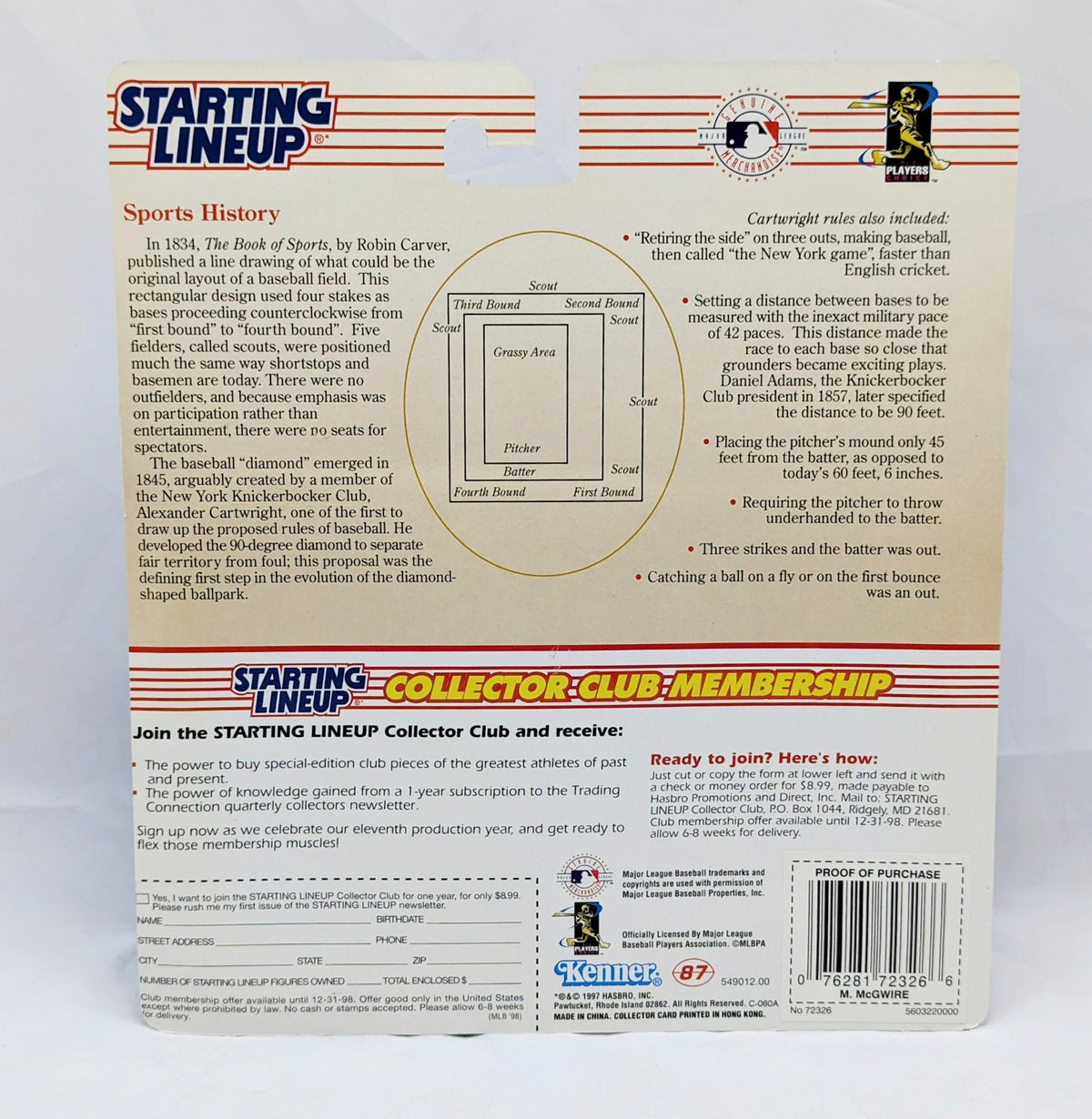 1998 Starting Lineup Mark McGwire St Louis Cardinals Baseball Figure image 2
