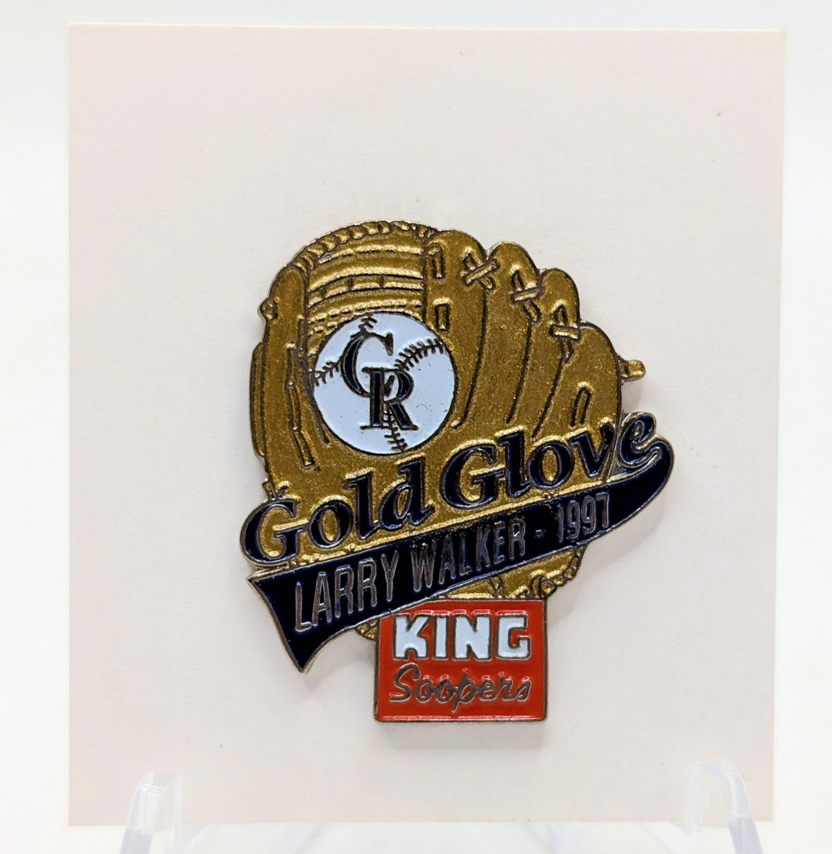 1997 King Soopers Colorado Rockies Larry Walker Gold Glove Coors Field Pin