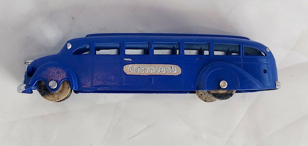1937-39 Tootsietoy Greyhound Bus With Wood Wheels 6'' Long - Blue image 6