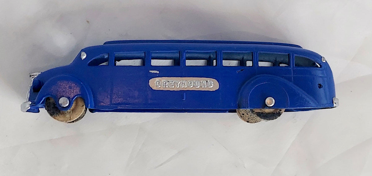 1937-39 Tootsietoy Greyhound Bus With Wood Wheels 6'' Long - Blue image 6
