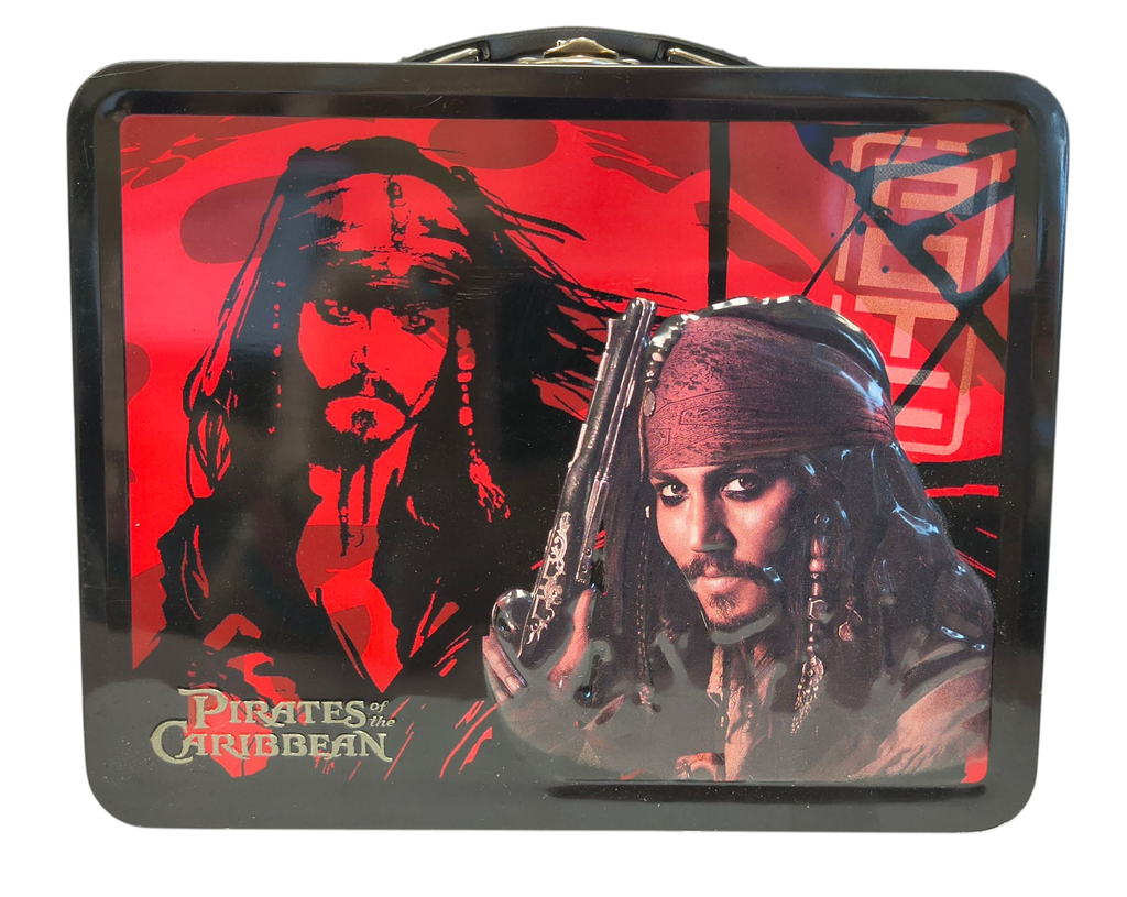 Disney Pirates of the Caribbean POTC Metal Tin Lunch Box Jack Sparrow Skull