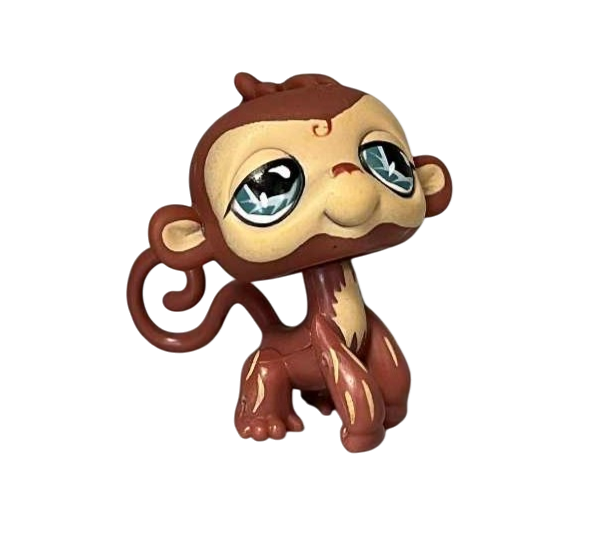 2008 Hasbro Littlest Pet Shop LPS Monkey #485 Blue Eyes
