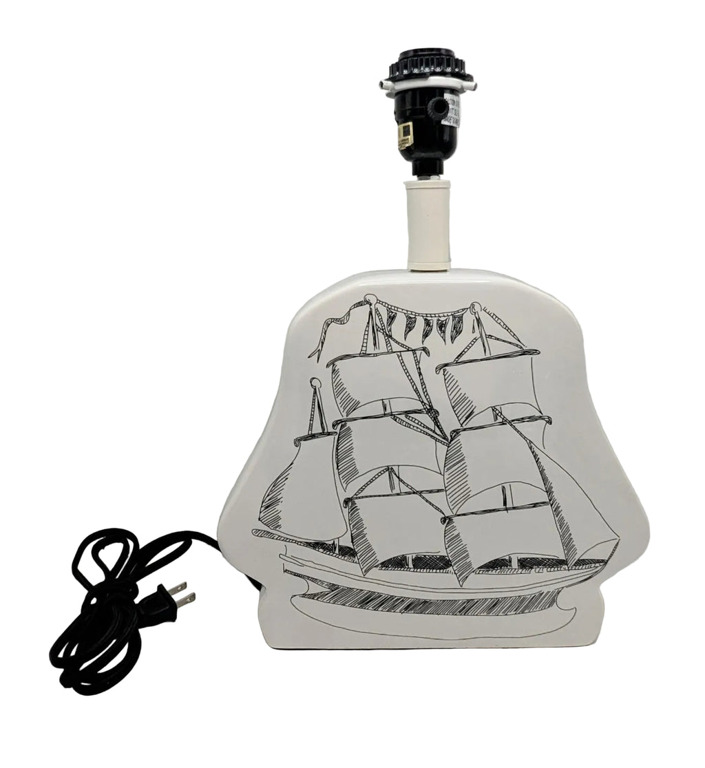 Crate & Barrel Land Of Nod White Ceramic Pirate Ship Lamp