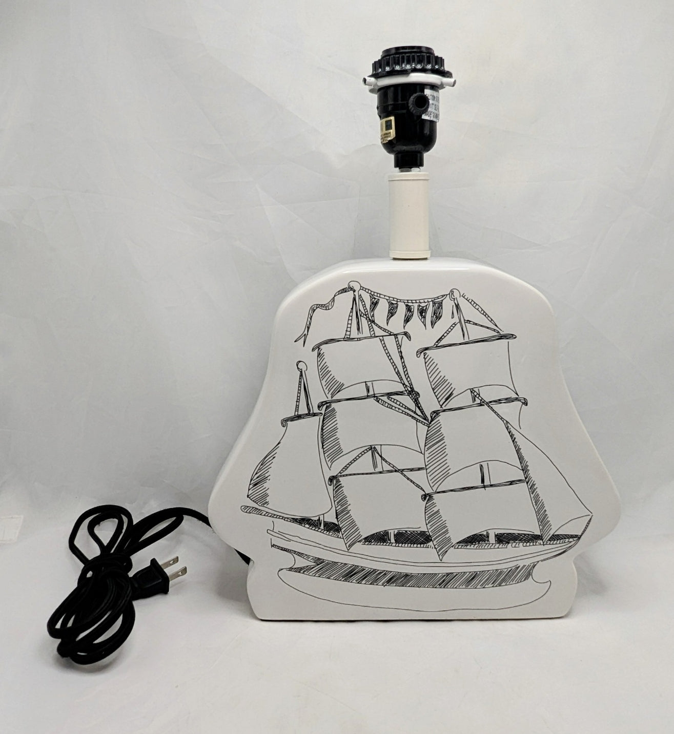 Crate & Barrel Land Of Nod White Ceramic Pirate Ship Lamp