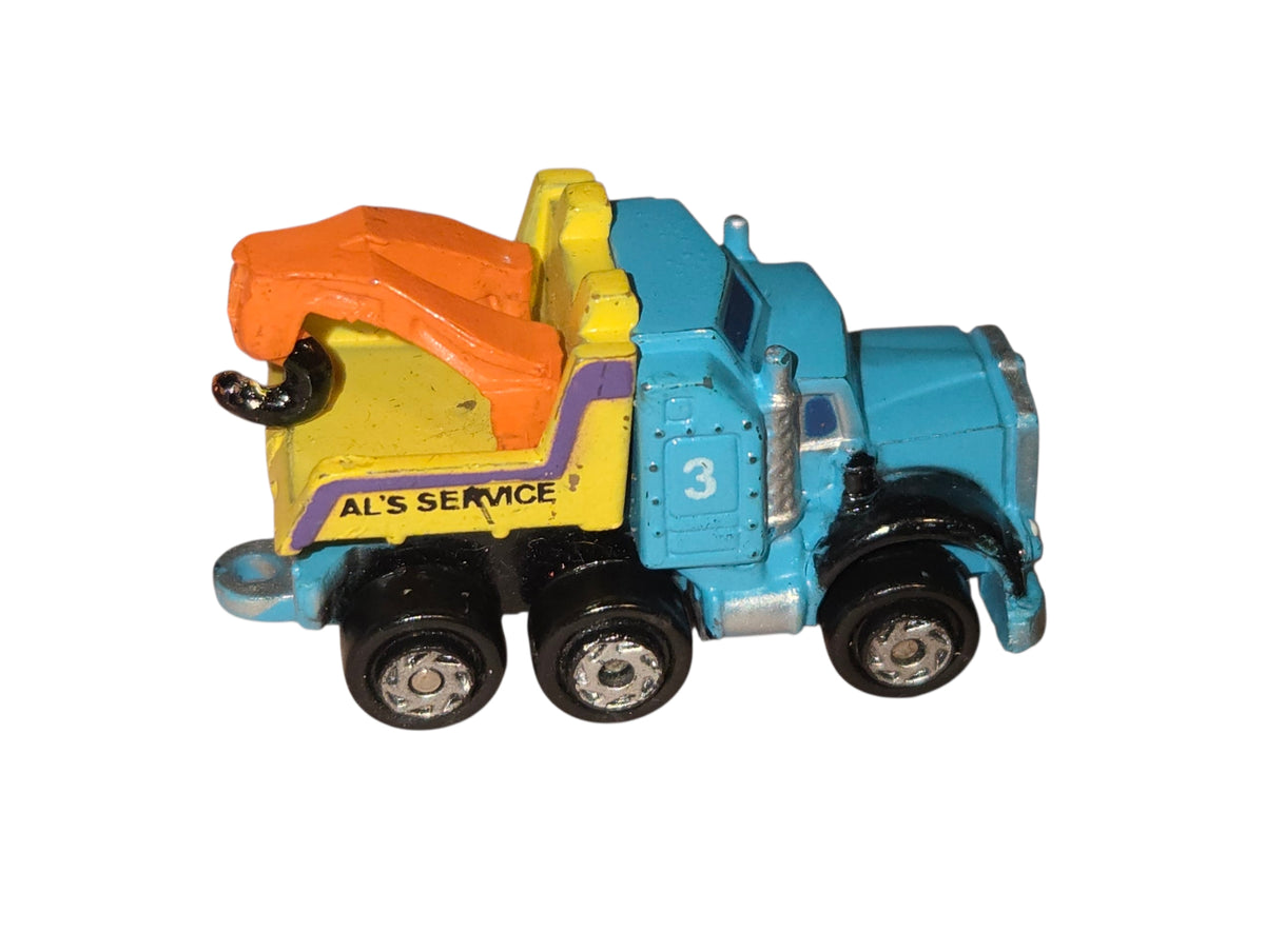1989 Galoob Micro Machines Al's Service Tow Truck Blue, Yellow And Orange image 2