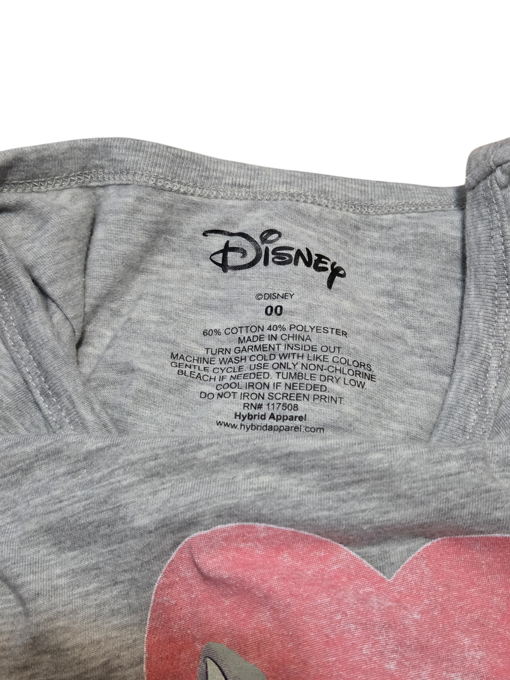 Disney Lady and The Tramp Spaghetti Kiss Long Sleeve Grey Shirt Size 00 image 3
