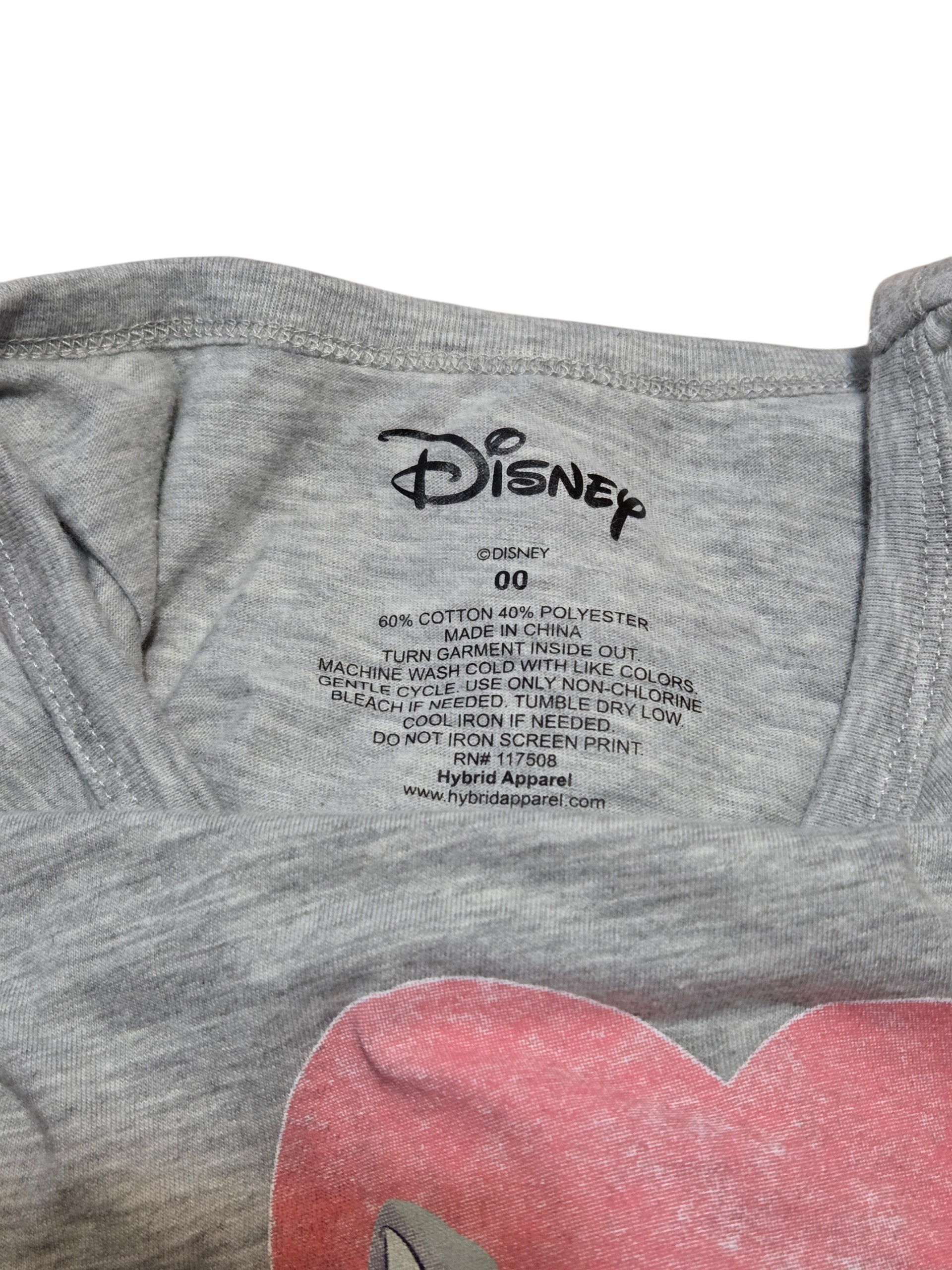 Disney Lady and The Tramp Spaghetti Kiss Long Sleeve Grey Shirt Size 00 image 3