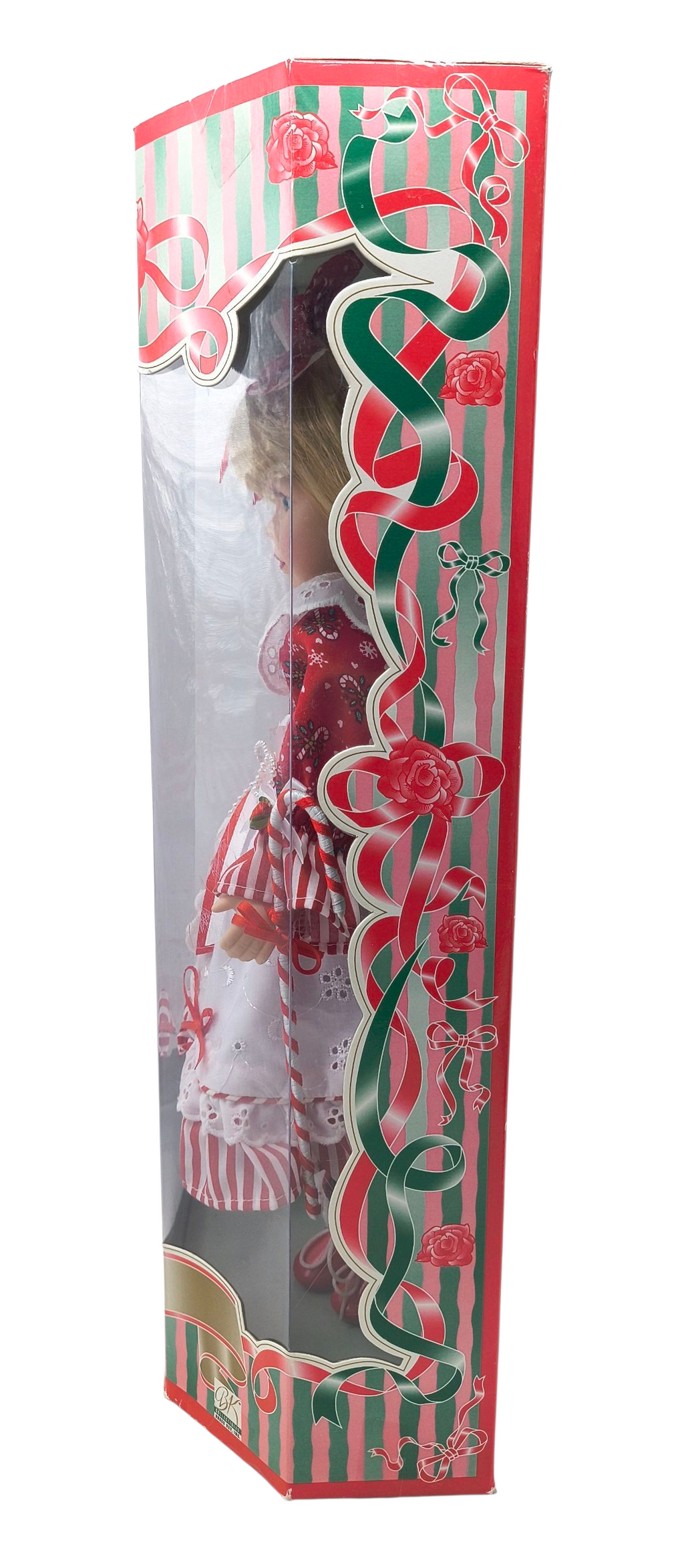 1997 Brass Key Victorian Bows Melissa Jane 16” Porcelain Doll Candy Cane Dress image 4