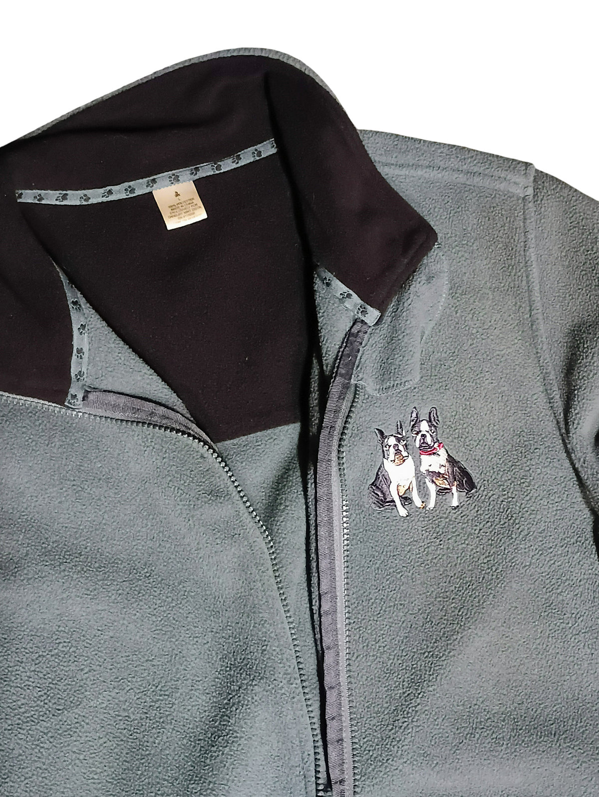 Vintage Danbury Mint Boston Terriers Embroidered Zip Up Fleece Jacket Size Large image 3
