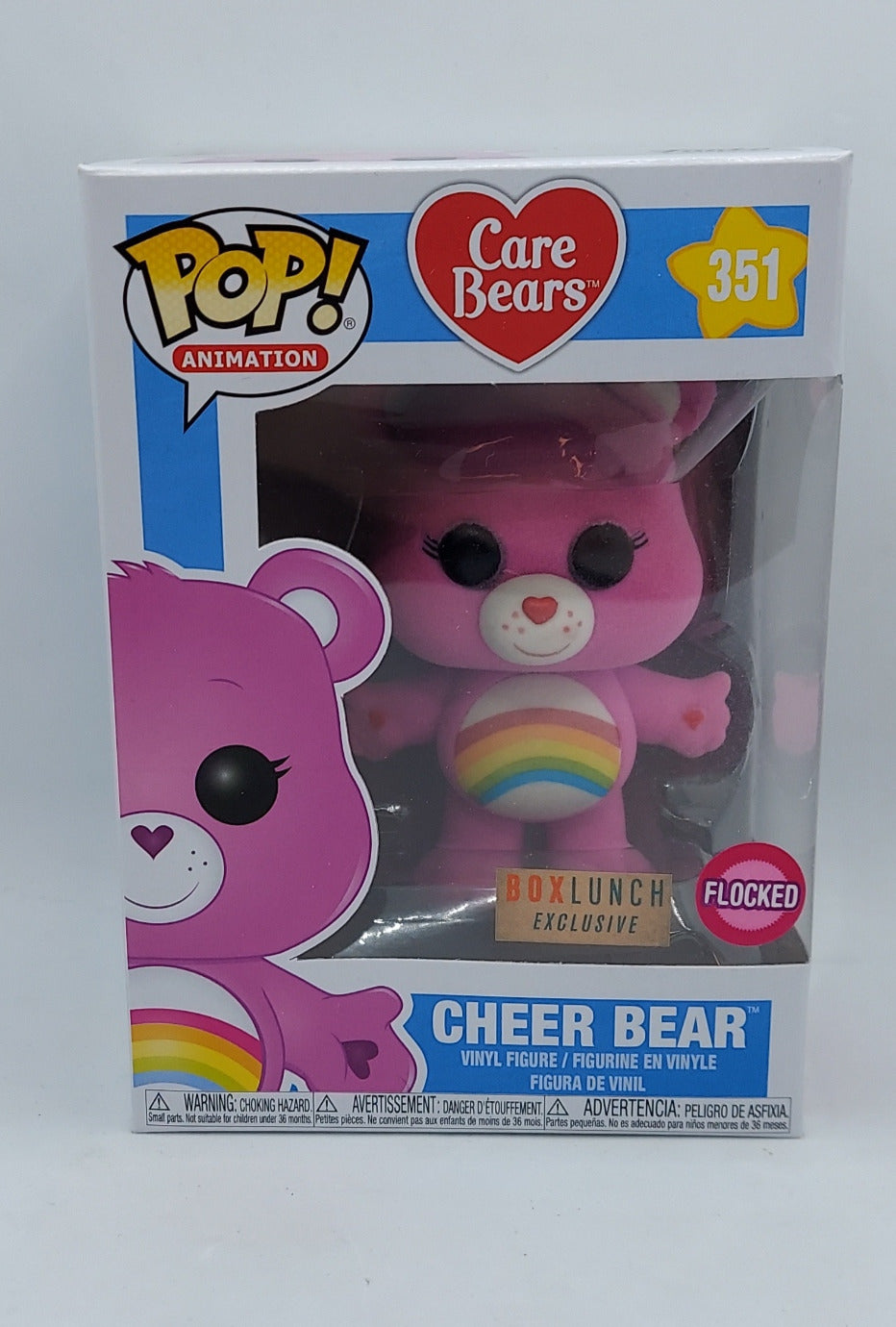 Exclusive Funko Pop! Tees Care Bears Cheer Bear T-Shirt & Flocked Pop #351 image 3