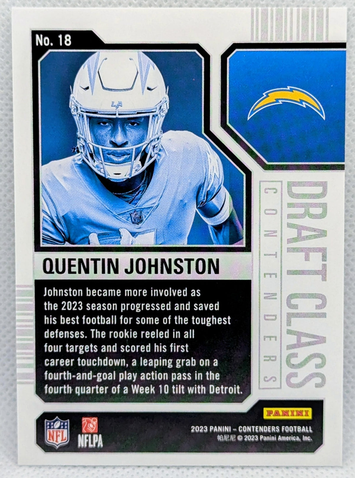 2023 Panini Contenders Draft Class Quentin Johnston Rookie #18 Chargers RC image 2
