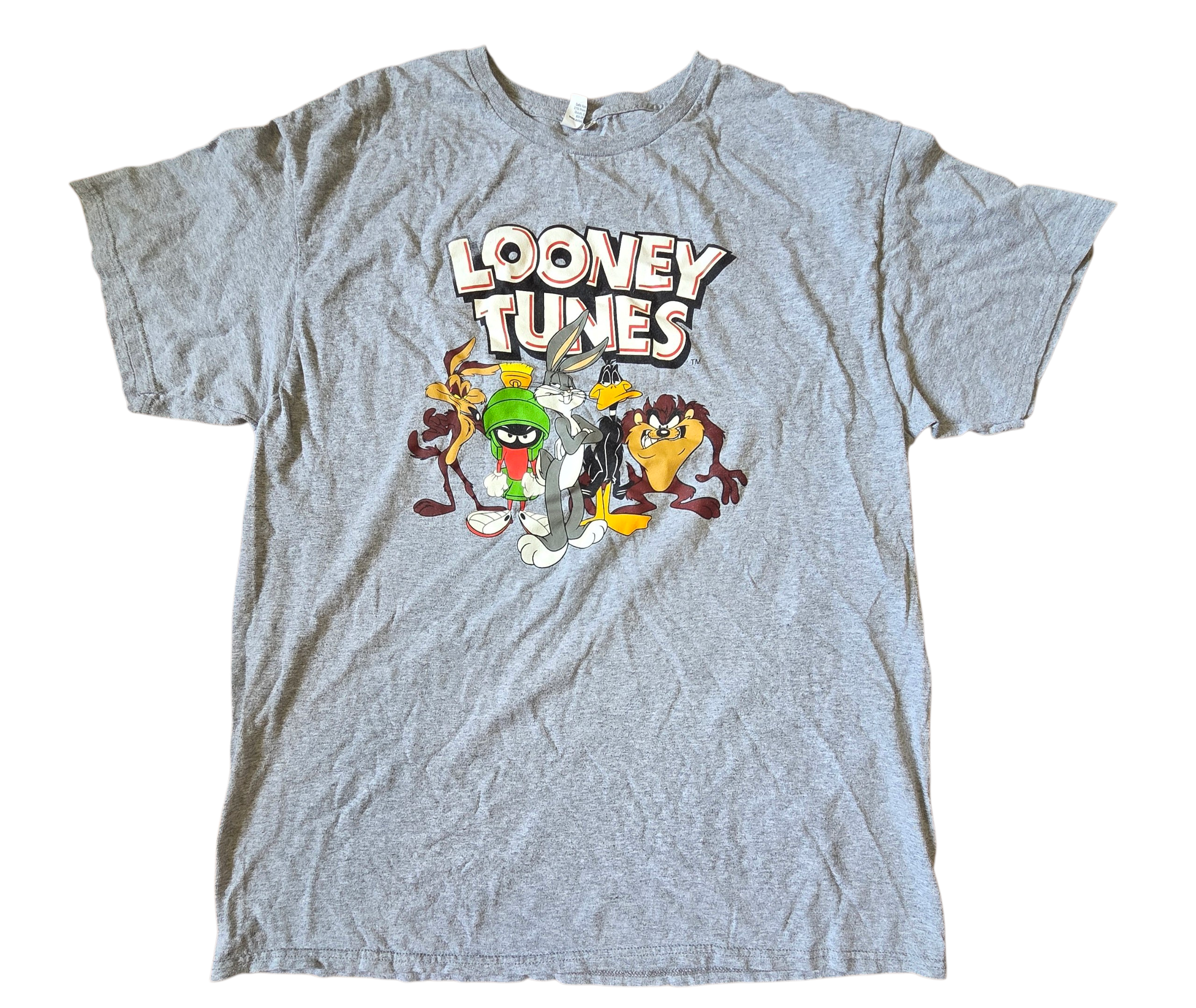 Y2K Looney Toons Marvin Taz Bugs Daffy Wiley Character T-Shirt Size XL