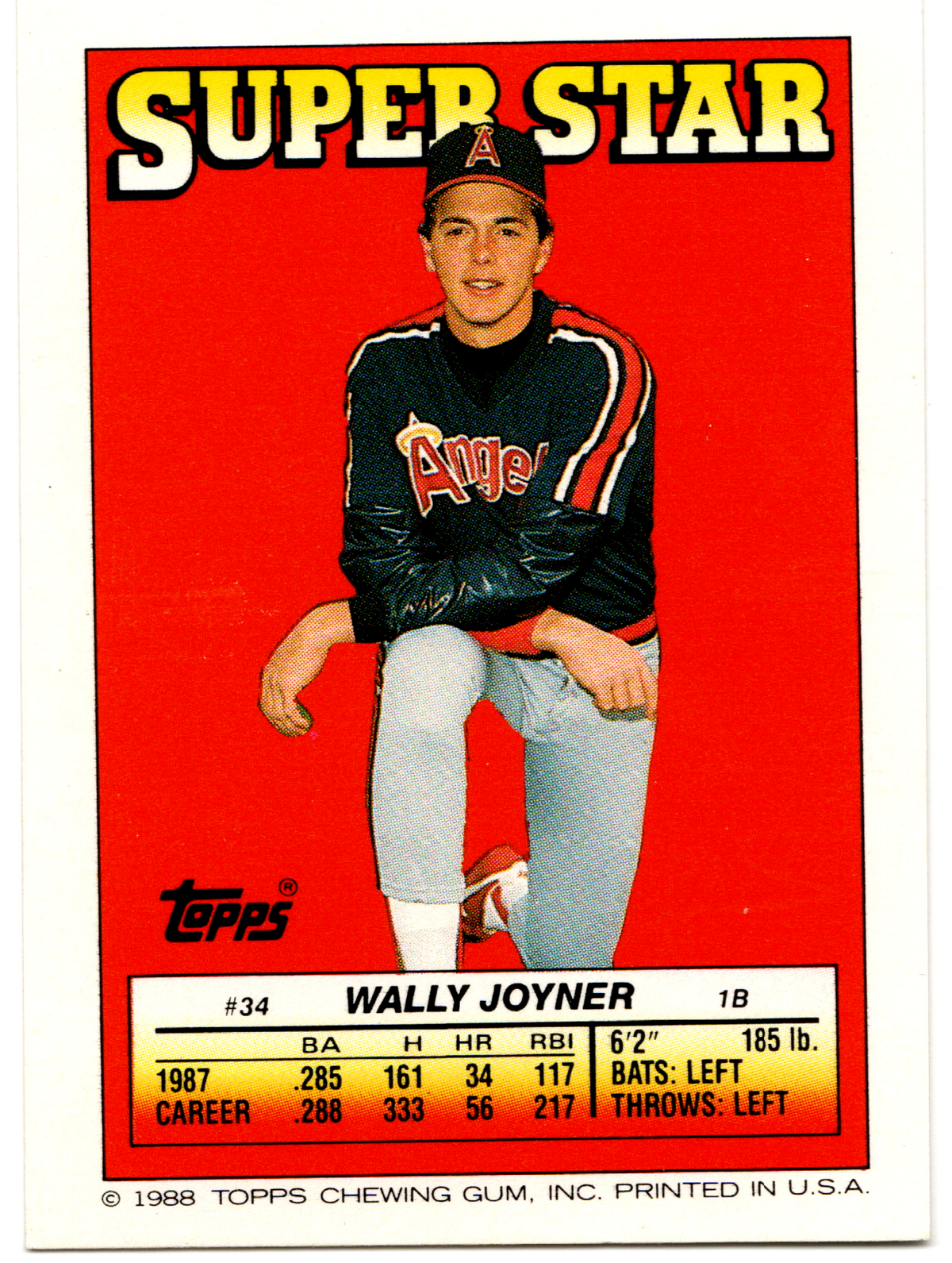 1988 Topps Super Star Sticker Don Mattingly Wally Joyner Silver Foil image 2